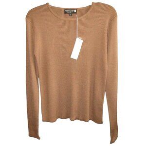 Jennifer Tyler Brown 100% Silk Lightweight Sweater Womens Size M Long Sleeve New